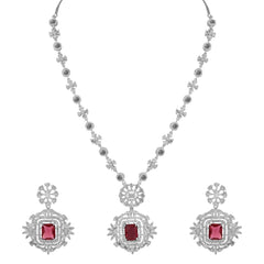 Blazing Ruby Red Diamond Necklace Set