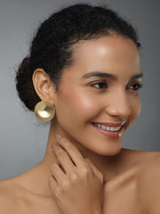 Textured Round Stud Earring 18k Gold Plated