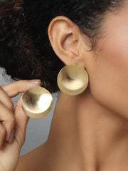 Textured Round Stud Earring 18k Gold Plated