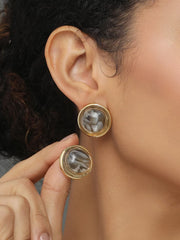 Tiger Eye Round Stud Earring