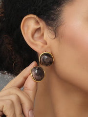 Tiger Eye Oval Stud Earring