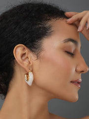 Curved White Hoop Earring