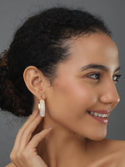 Curved White Hoop Earring