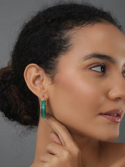 Curved Green Hoop Earring