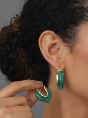 Curved Green Hoop Earring