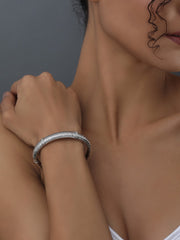 Brushed Stripe thin Silver Bangle