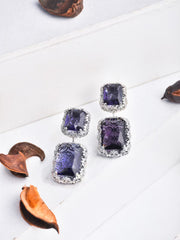 Sparky Purple Rhinestone Halo Earrings