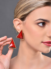  Retro Style Red Triangle Earring