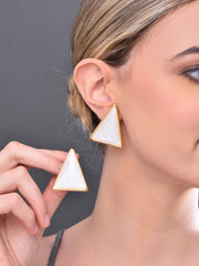 Enamel White Triangle Earring