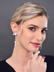 Exquisite Flower Petal Pearl Dangle Earring