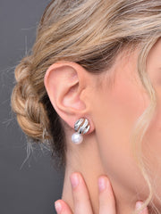 Silver Studs with Pearl Drop