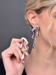 Irregular Glossy Trendy Dangle Earring in Silver