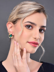 Green stone Square Stud Earring