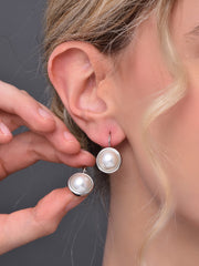 Rhodium Plated Pearl Drop Earring