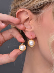 18k Gold Plated Pearl Drop Earring