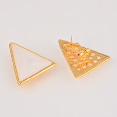 Enamel White Triangle Earring