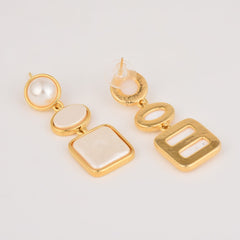 Geometric Pearl Earrings