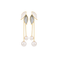 Exquisite Flower Petal Pearl Dangle Earring