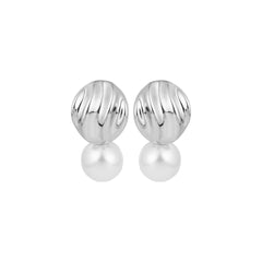 Silver Studs with Pearl Drop