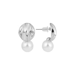 Silver Studs with Pearl Drop