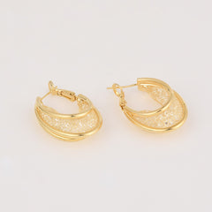 Oval Sparkling 14k Mesh Hoop Earrings