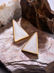 Enamel White Triangle Earring