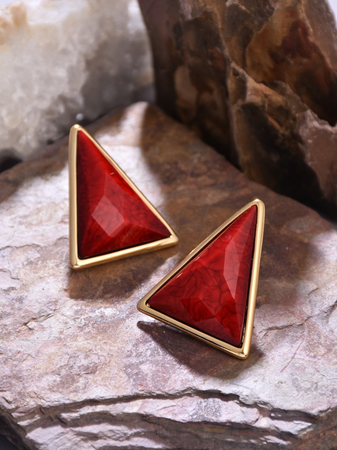  Retro Style Red Triangle Earring