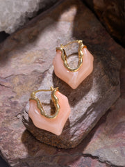 Curved Peach Hoop Earring