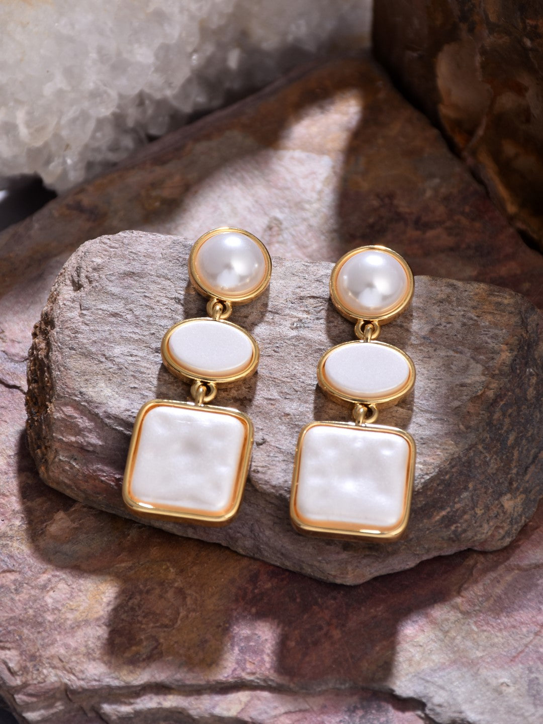 Geometric Pearl Earrings