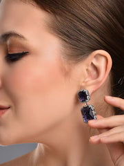 Sparky Purple Rhinestone Halo Earrings