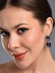 Sparky Purple Rhinestone Halo Earrings