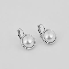 Rhodium Plated Pearl Drop Earring