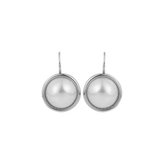 Rhodium Plated Pearl Drop Earring