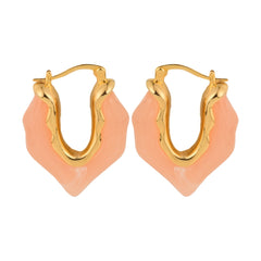 Curved Peach Hoop Earring