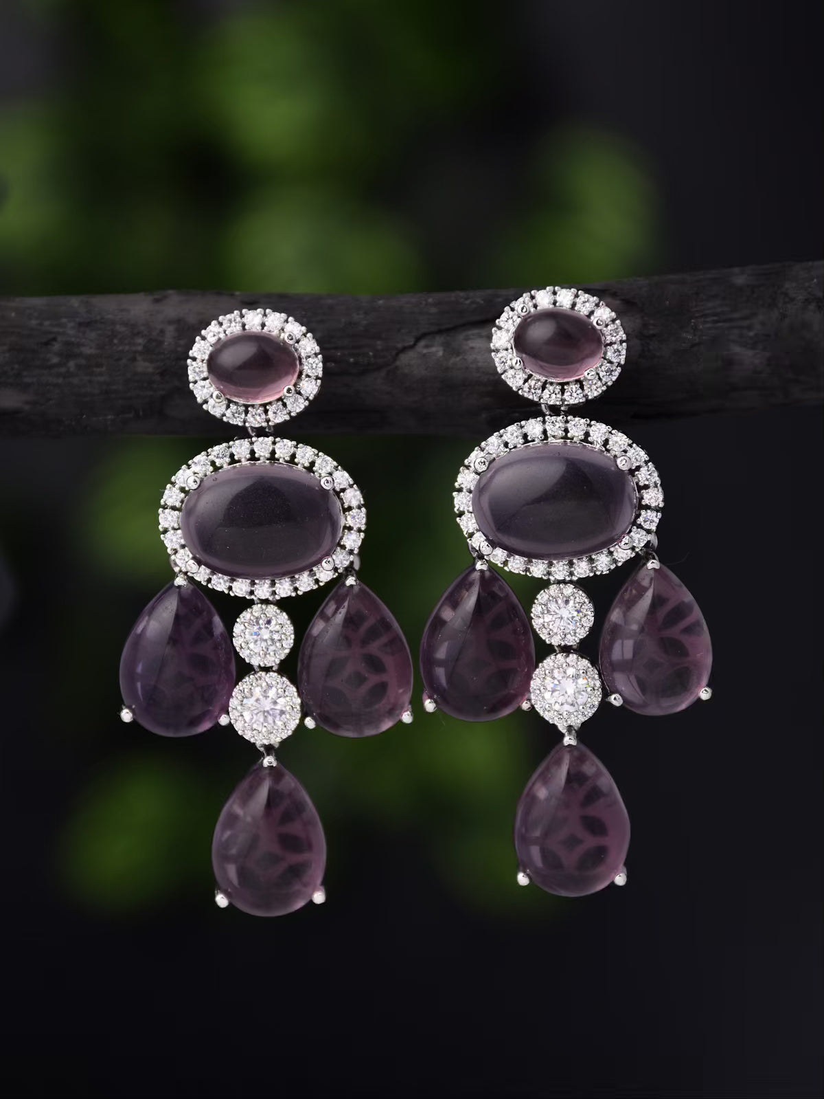 Glisterious Purple Dangler Earrings