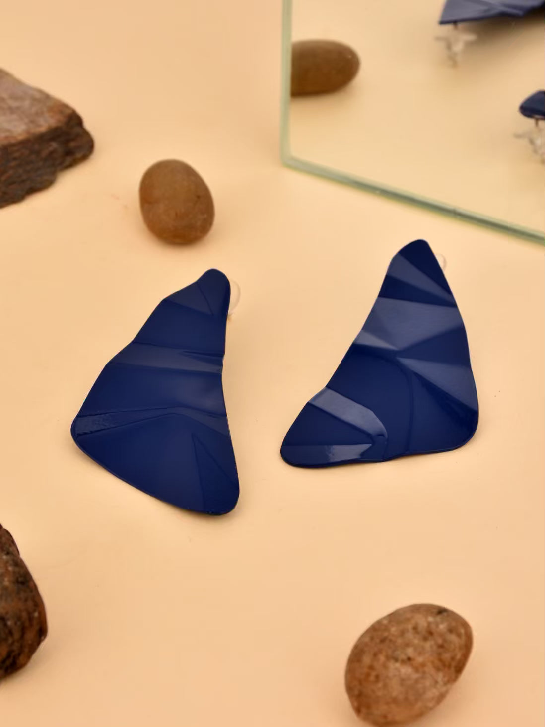 Enamel Blue Triangle Shape Earring