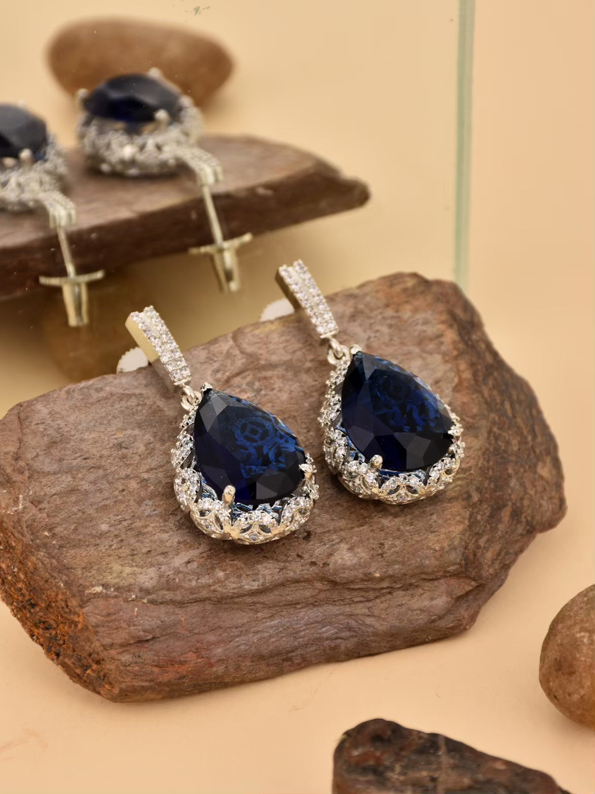 Sapphire Blue Tear Drop Earring