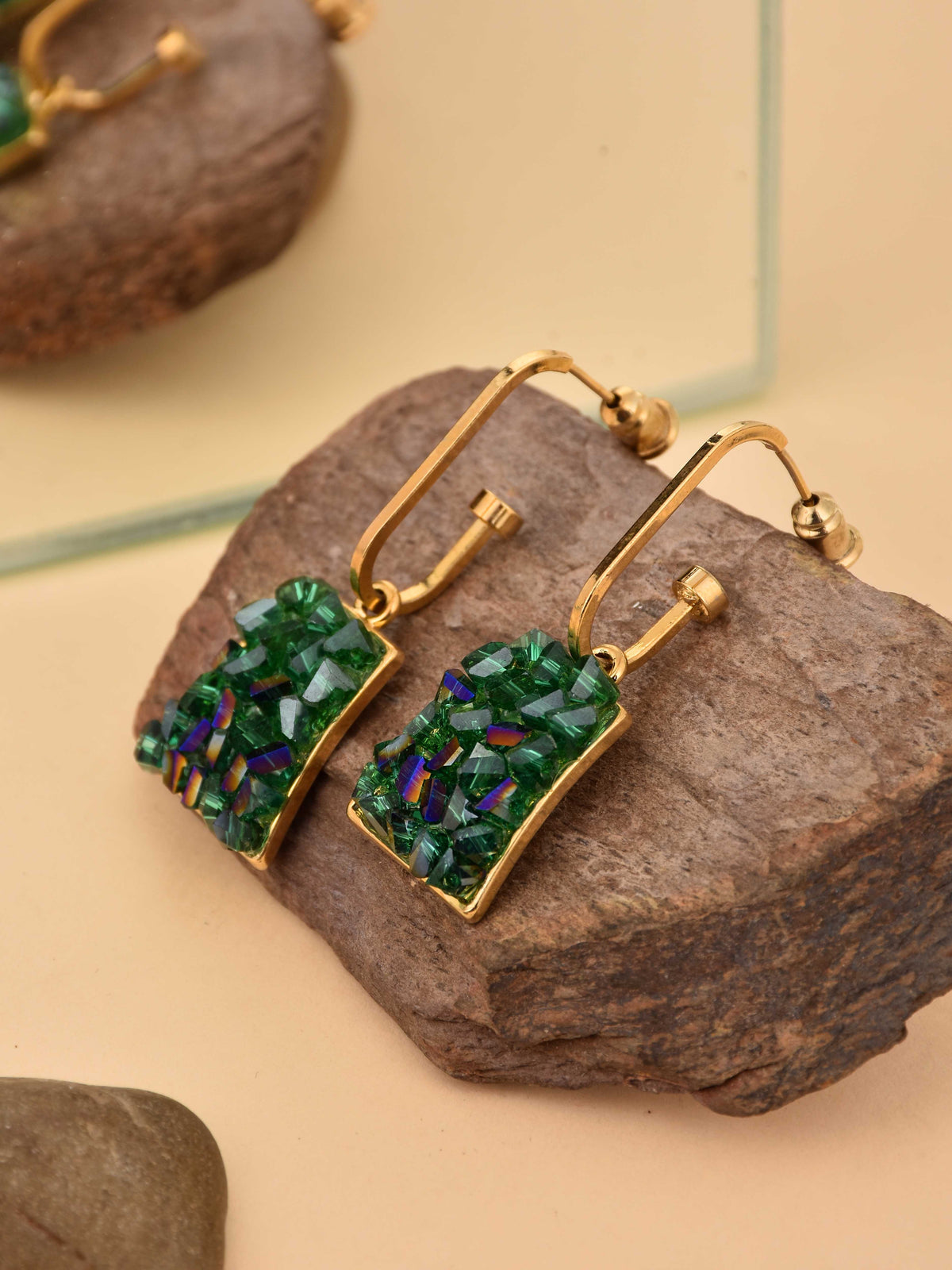 Green Crystal Drop Earring