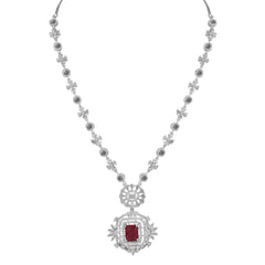 Blazing Ruby Red Diamond Necklace Set