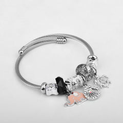 Black & White Charm Adjustable Bangle