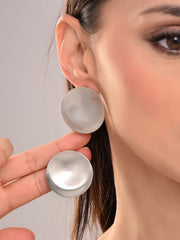 Silver Textured Round Stud Earring