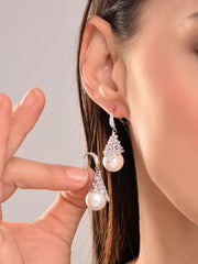 Pearl Drop Earring with AD Stone