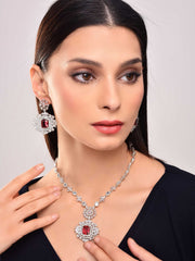 Blazing Ruby Red Diamond Necklace Set