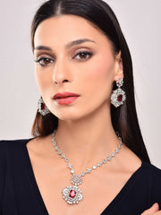 Blazing Ruby Red Diamond Necklace Set