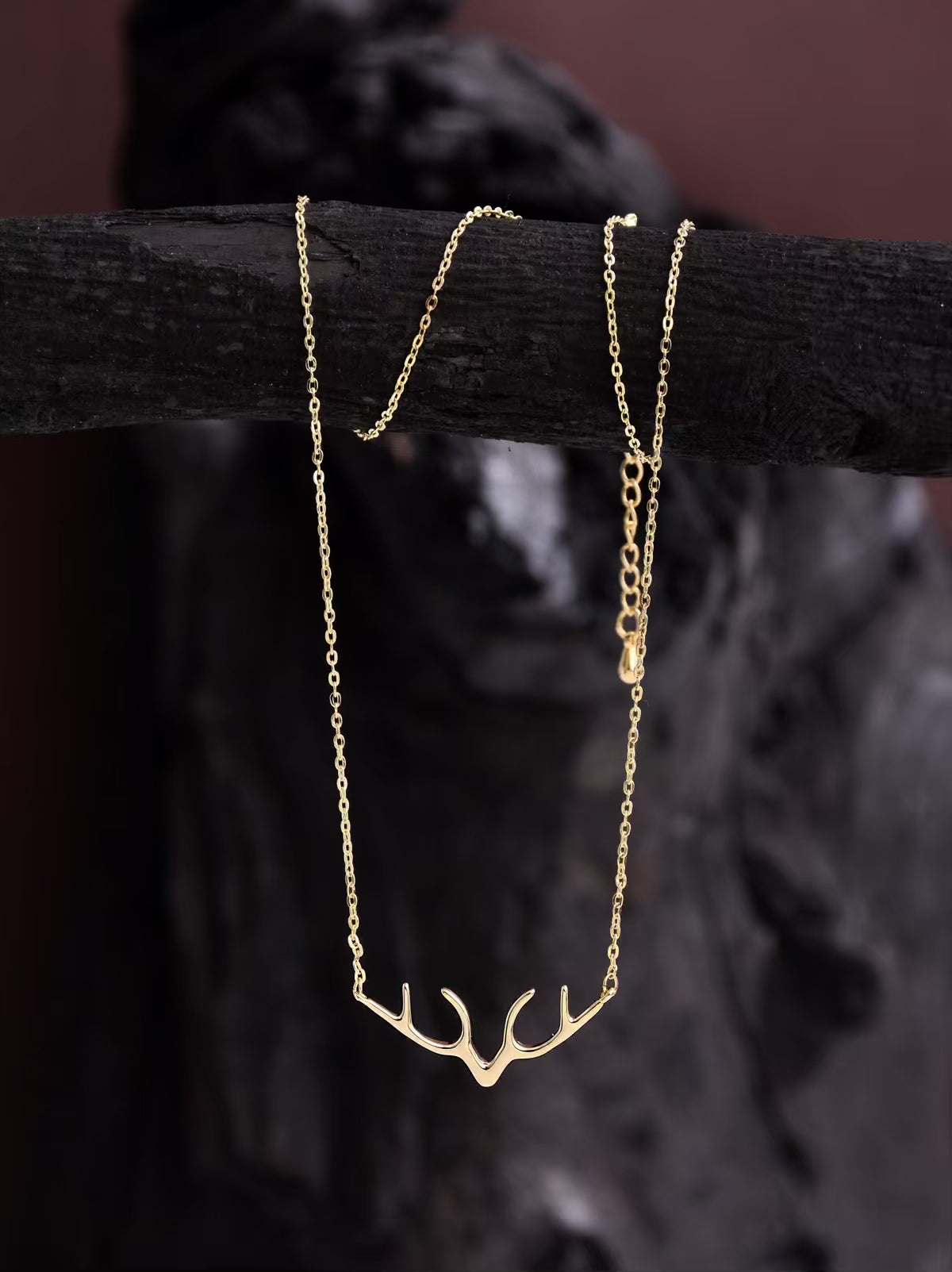 Gold Reindeer Pendant Necklace