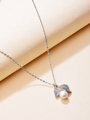 Leaf & Pearl Pendant Necklace