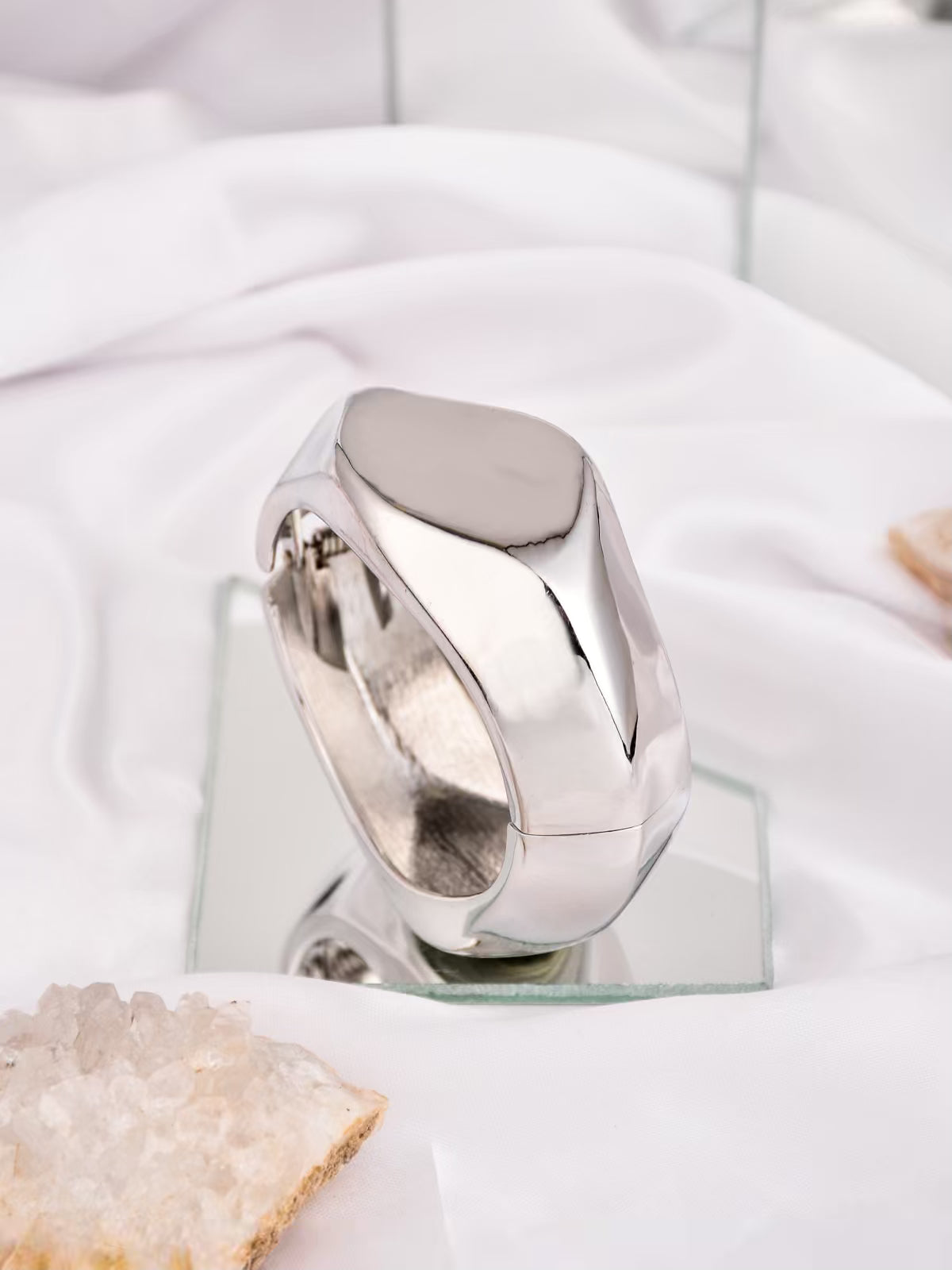 Cushion Shaped Silver Bangle