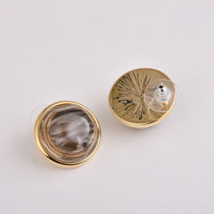 Tiger Eye Round Stud Earring