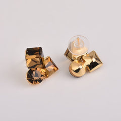 Amber Crystal Stud Earring