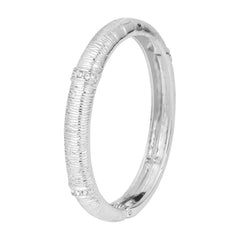 Brushed Stripe thin Silver Bangle